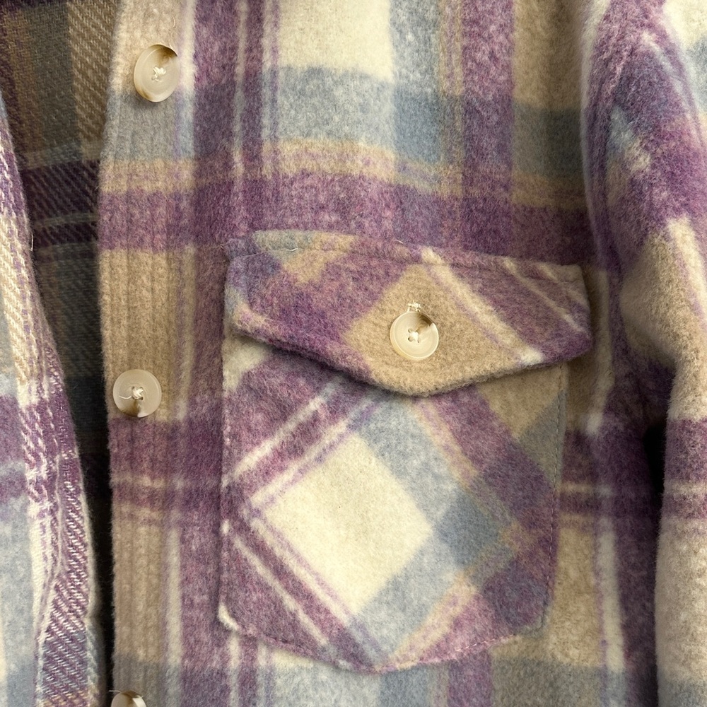 Blank nyc plaid Long Coat with Purple and Cream - Picture 4 of 4